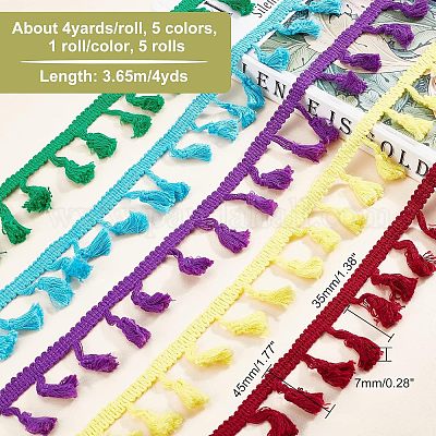 5 рулон 5-х цветных хлопковых лент с кисточками OCOR-CA0001-13-1