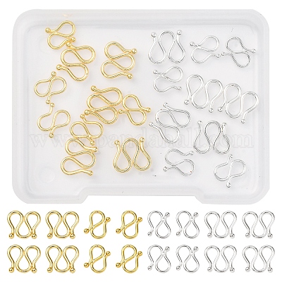 20 шт. 4 стиля латунных S-образных застежек KK-FS0001-59-1