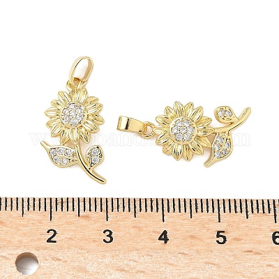 Латунные микропаве прозрачные подвески с фианитом KK-B139-10G-1