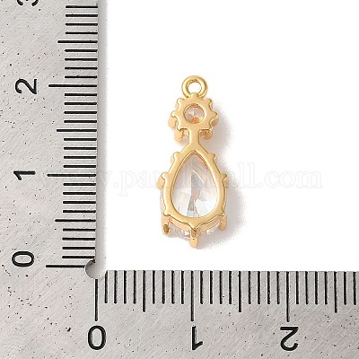 Латунные микропаве прозрачные подвески с фианитом KK-M294-19G-1