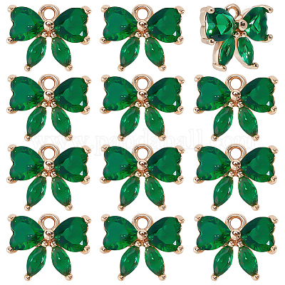 12 шт. латунные стеклянные подвески KK-PH0013-43B-1