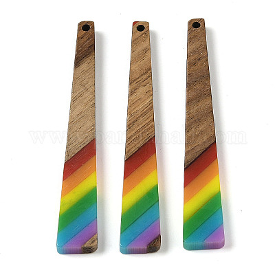 Подвески Pride на тему радуги из смолы и орехового дерева WOOD-K012-10A-1