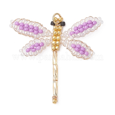 Подвески в виде стрекоз из стеклянных бусин PALLOY-MZ00983-05-1