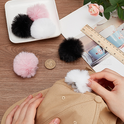 6шт брошь в виде шарика-помпона из двухцветного полиэстера и плюша JEWB-NB0001-24A-1