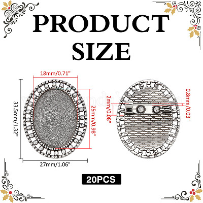 20 шт. винтажная брошь из сплава с кабошоном FIND-ME0002-16-1