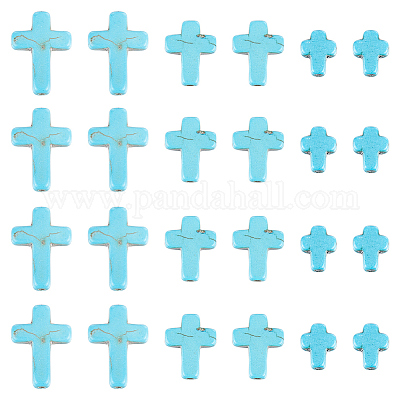 90шт 3 стиля синтетические бирюзовые бусины TURQ-SC0001-21C-1