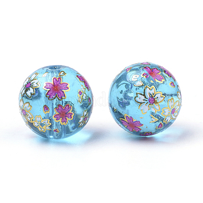 Печатные стеклянные бусины GFB-Q001-12mm-E08-1