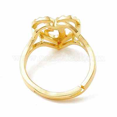 Настоящие 18-каратные позолоченные латунные регулируемые кольца с алфавитом RJEW-M139-18C-1