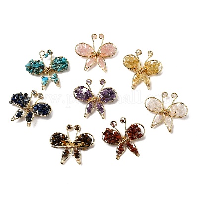 Брошь в виде бабочки из натуральных смешанных драгоценных камней G-A278-02G-1