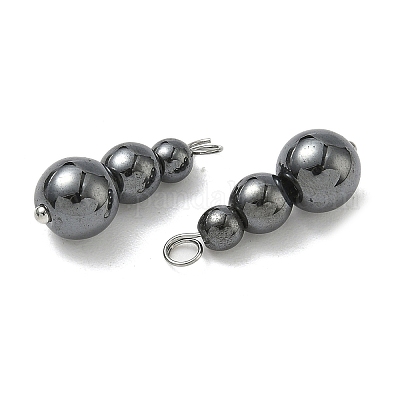 Синтетические немагнитные гематитовые круглые бусины-подвески PALLOY-JF02867-05-1