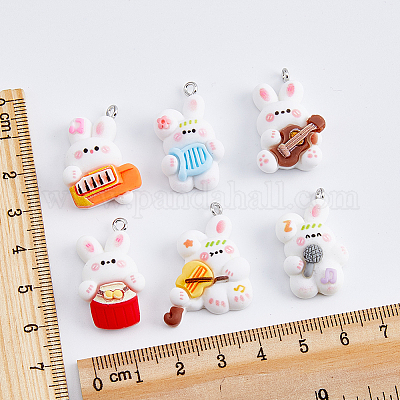 60шт 6 стиля музыкальная тема непрозрачные подвески из смолы RESI-DC0001-06-1