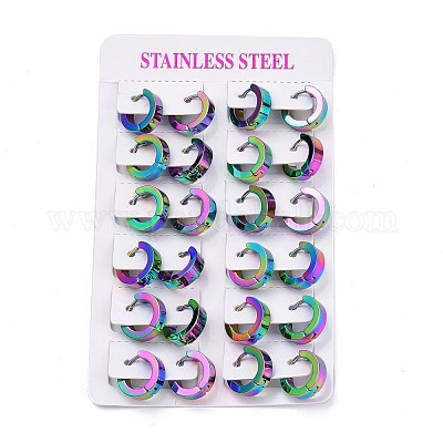 Серьги-кольца Huggie Hoop из нержавеющей стали 304 EJEW-M284-30M-E-1