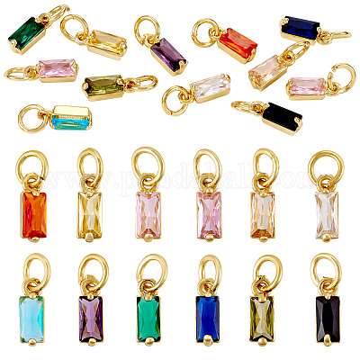 12шт 12 цвета латунные микро проложить кубический цирконий шармы FIND-TA0005-61-1