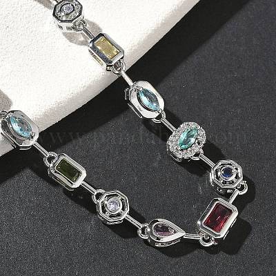 Браслеты-цепочки из латуни с микропаве из разноцветных кубических цирконий BJEW-G764-04P-1