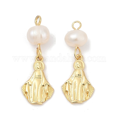 Подвески из натурального пресноводного жемчуга и латуни KK-U062-04G-1