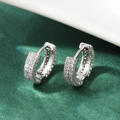 Латунные серьги-кольца из прозрачного кубического циркония EJEW-S277-09P-A-1