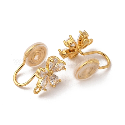 Фурнитура для ушей из латуни с микропаве из кубического циркония KK-F898-19B-G-1