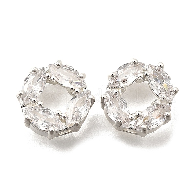 Латунные микро проложить кубического циркония бусы KK-F913-02P-01-1