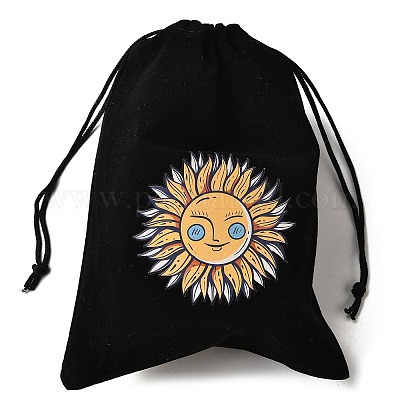 Прямоугольные упаковочные мешочки из бархатной ткани с принтом ABAG-U006-03C-1