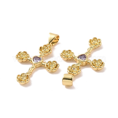 Крест с цветком KK-G435-06G-05-1