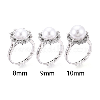 В форме цветка латунный микропаве прозрачный кубический цирконий регулируемые настройки кольца KK-T076-45P-1