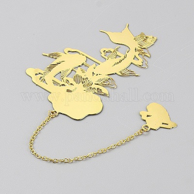 Закладки для книг из латуни и железа с цепочкой AJEW-WH20019-46G-03-1