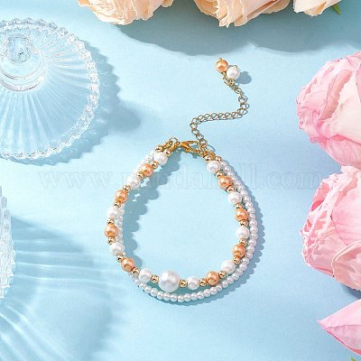 Браслеты из стеклянных жемчужин BJEW-JB11918-02-1