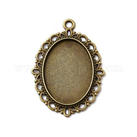 Овальные антикварные сеттинги бронзовый цвет сплава цинка кулон для кабошон & горный хрусталь X-PALLOY-A15257-AB-LF-1