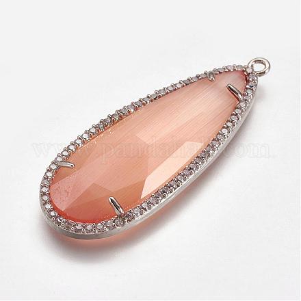 Латунные микро проложить кубического циркония подвески GLAA-G029-C01-1