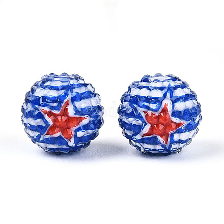 Непрозрачные акриловые круглые бусины ко Дню независимости OACR-T029-07A-1