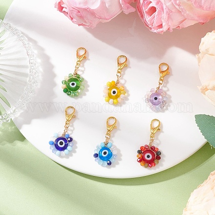 6 шт. подвеска-лэмпворк ручной работы от сглаза HJEW-JM04257-1