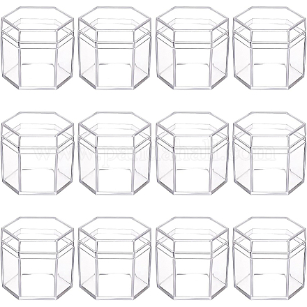 Пластиковый прозрачный шестигранный ящик для хранения CON-WH0080-89-1