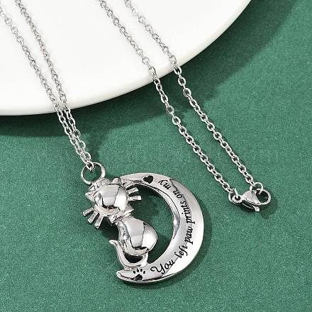 Ожерелья из нержавеющей стали 304 с урной для праха домашних животных в виде черной эмали NJEW-K286-01A-P-1