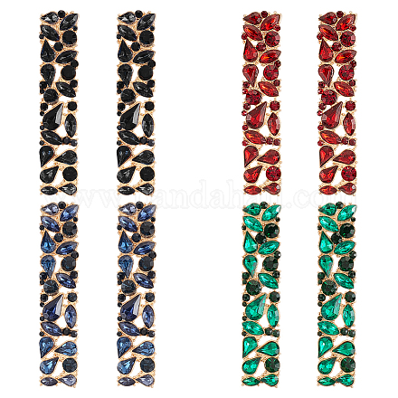 4 пара двухцветных сережек-гвоздиков из сплава со стразами для женщин EJEW-AN0004-35-1