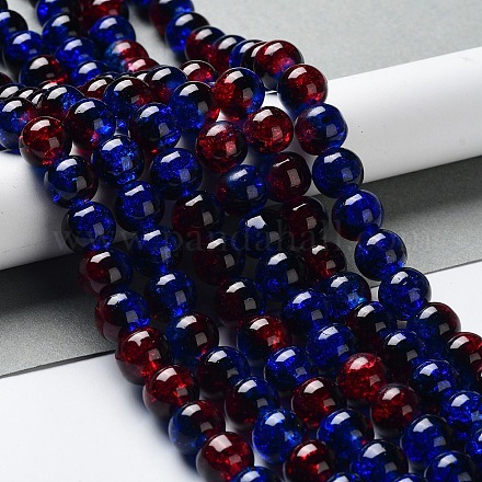 Окрашенного распылением треск стеклянные бусы нити X-CCG-Q002-10mm-12-1