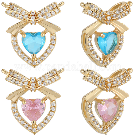 8 шт. 2 цвета латунные подвески с микропаве и кубическим цирконием KK-BBC0019-71-1