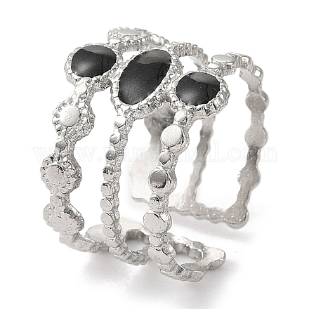 Овальные эмалированные открытые манжеты из нержавеющей стали 304 для женщин RJEW-F166-32P-01-1