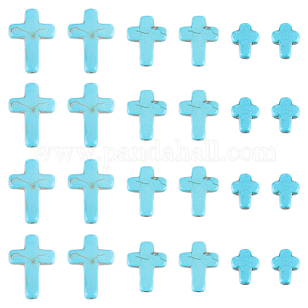 90шт 3 стиля синтетические бирюзовые бусины TURQ-SC0001-21C-1