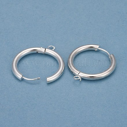 201 фурнитура для сережек-колец Huggie Hoop из нержавеющей стали STAS-P283-01K-S-1