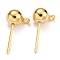 304 Stainless Steel Ball Post Stud Earring Findings, with Loop and 316 Surgical Stainless Steel Pin, Golden, 14x5x3x5mm, Hole: 1.4mm, Pin: 0.7mm