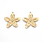 304 Stainless Steel Pendants, Ion Plating(IP), Flower Charms, Real 18K Gold Plated, 33~34.5x32~33.5x2mm, Hole: 2mm