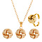 Alloy Twist Knot Cuff Rings & Pendant Necklaces & Stud Earrings Sets, Light Gold, 500mm
