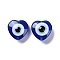 Opaque Resin Beads, Evil Eye Style, Dark Blue, Heart, 15.5x16x8.5mm, Hole: 1.6mm