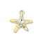 Rack Plating Alloy Enamel Rhinestone Pendants, Cadmium Free & Nickel Free & Lead Free, Starfish, Golden, Champagne Gold, 14.5x14x3.5mm, Hole: 1.5mm