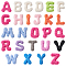 2Bags Opaque Resin 26 Letter Cabochons, Rose Flower Letter A~Z, Mixed Color, 26.5~29x10.5~26x6.5~7mm, 2pcs/style