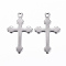 Tarnish Resistant 304 Stainless Steel Cross Pendants, Stainless Steel Color, 18x11x0.3mm, Hole: 1.2mm