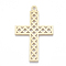 Aluminium Big Pendants, Laser Cut Big Pendants, Cross, Golden, 55.5x37x1mm, Hole: 3mm