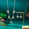 Alloy Rhinestone Snowflake Pendant Necklace & Stud Earrings Set for Women, Platinum, Necklaces: 400mm; Earring: 38mm