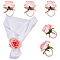 Artificial Rose Flower Cloth Napkin Rings, with Alloy & Plastic Imitation Pearl Holders Buckles, for Wedding Banquet Birthday Party Dinner Table Decorations, Golden, 5x56.5mm, Inner Diameter: 47mm