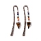 Natural Tiger Eye Bookmark, Rack Plating Alloy Hook Bookmark, Cadmium Free & Lead Free, 125x20mm